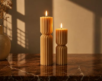Large Twisted Ribbed Pillar Candle - Perfect Home Decor Accent - Cozy Ambiance for Your Space - Wedding Candles Gift - Birthday candle gift