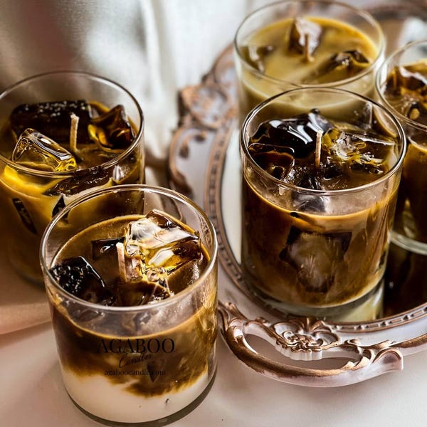 Gefrorene Kerze mit Coffee Shop-Duft, Sojawachs- und Gelwachs-Eiswürfeln, luxuriöse Glasbehälterkerze für gemütliches Wohndekor und Geschenk