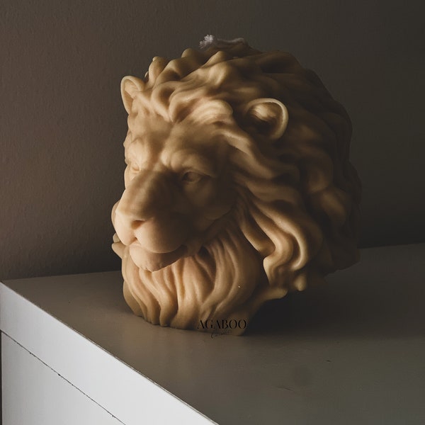Custom colors and scents - Large Lion Head Candle - Shaped Candle - Sculptural Candle - House warming Gift - Home Decor