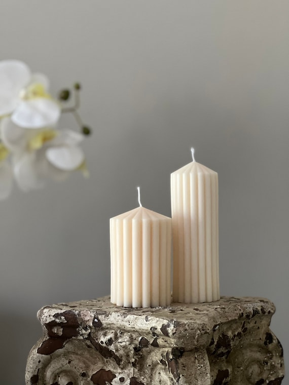 Custom Colors Small Ribbed Pillar Candle Classic Pillar Etsy