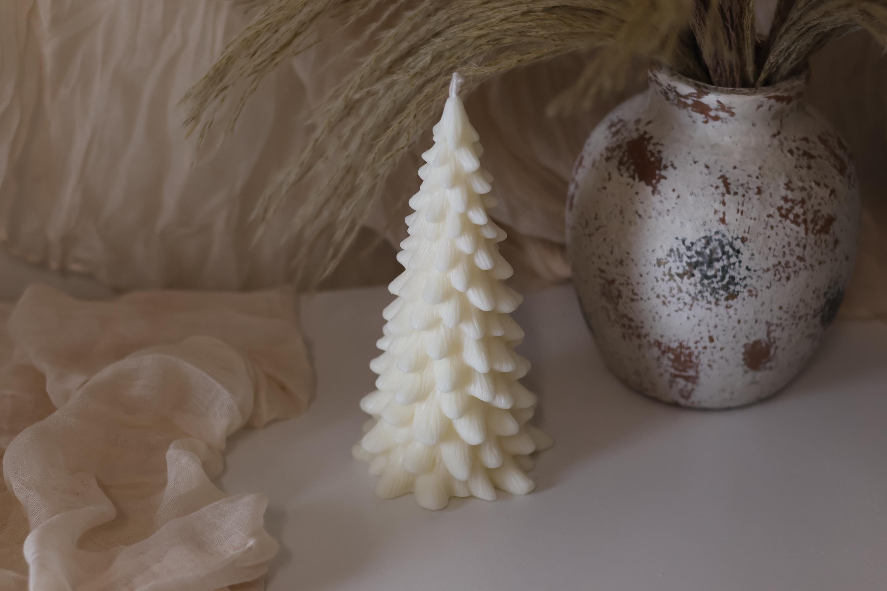 Elegant Large Christmas Tree Shaped Candle – Handmade Soy Wax Holiday ...