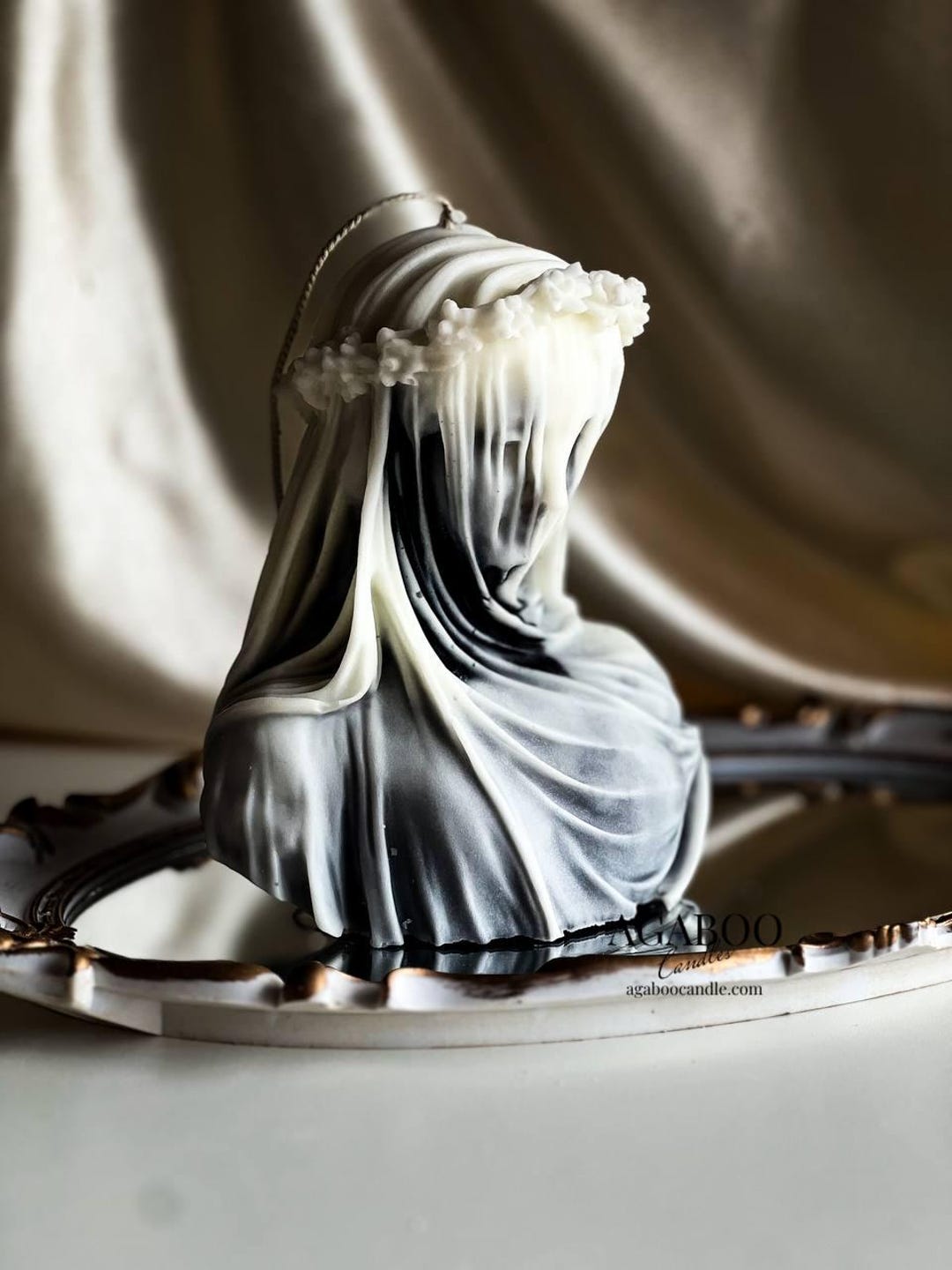 Marble Effect Huge Virgin Veiled Lady Candle Shaped Candle