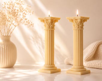 Giant Rod Column Statue Candle – Handmade Greek Art Sculpture, Unique Home Decor, Classical Pillar Candle, Artistic Accent Piece