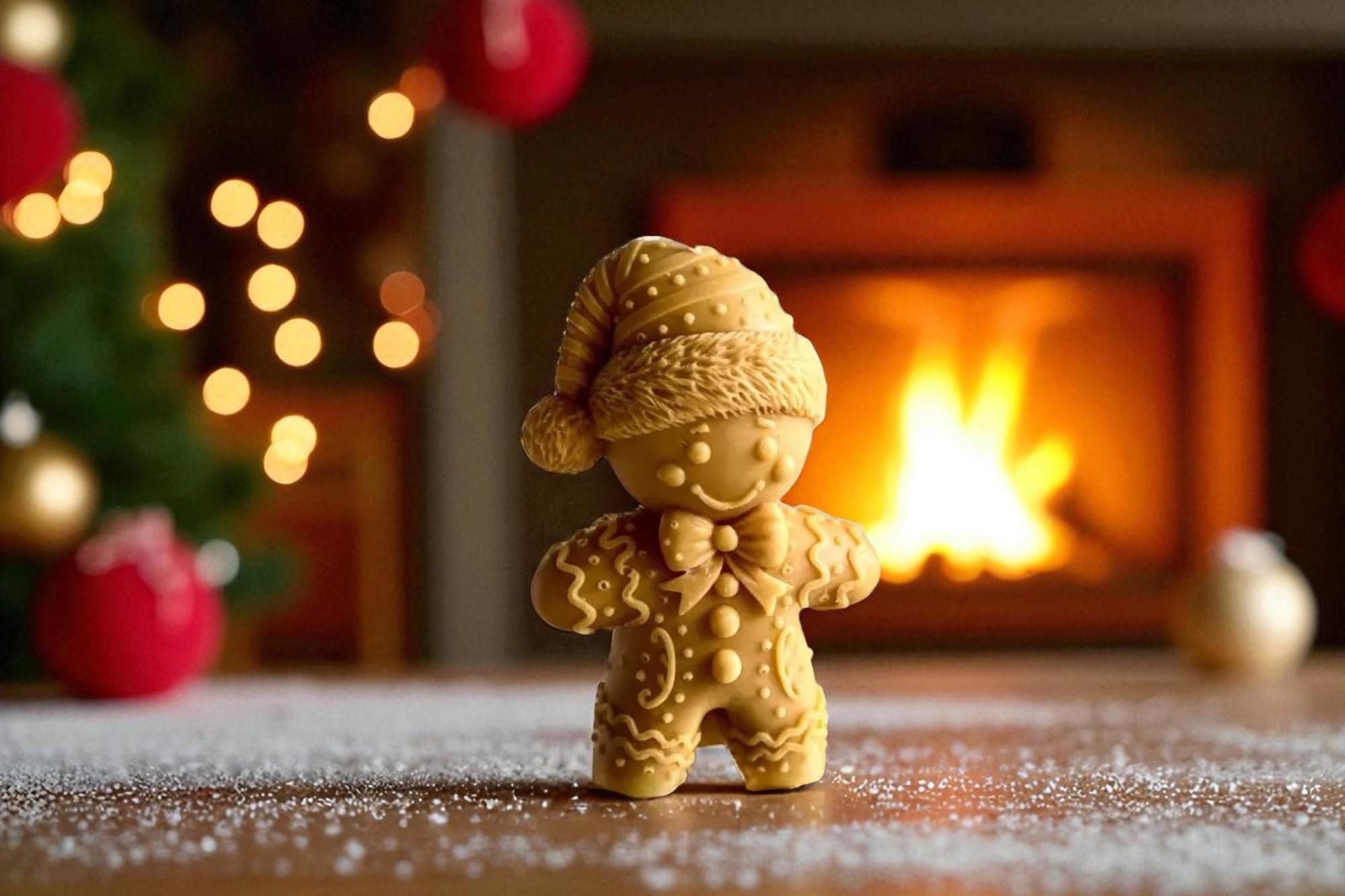 Festive Gingerbread Man Scented Candle for Cozy Winter Vibes - Handcrafted Shaped Candle - House warming Gift - Home Decor - christmas gift