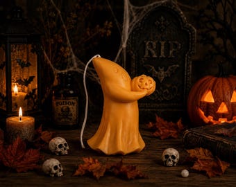 Gruseliger Geist mit Kürbis Kerze - Halloween Kerze - Herbst Dekoration - Halloween Party Dekor - Halloween Tischdekoration