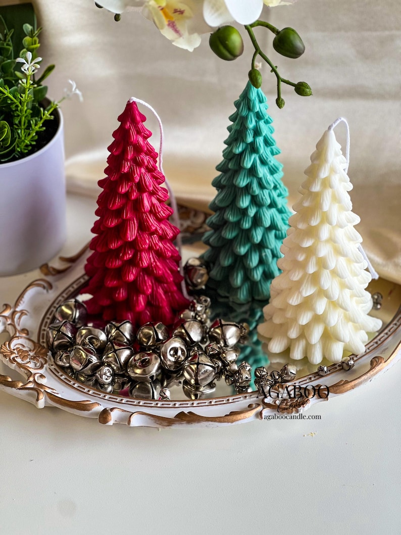 Elegant Large Christmas Tree Shaped Candle – Handmade Soy Wax Holiday ...