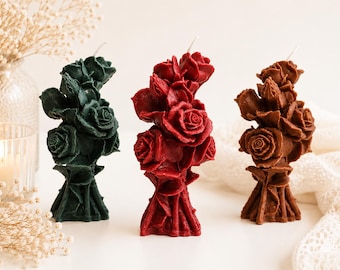Handmade Rose Bouquet Candle – Floral Soy Wax Sculpture, Elegant Decorative Home Accent, Perfect Gift for Weddings, Birthdays, Mothers day