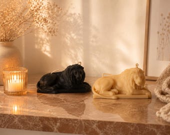Bougie Roi de la jungle - Bougie lion sculpté - Bougie animal - Cadeau pour amoureux des animaux - Cadeau sur le thème du safari - Cadeau bougie pour mère