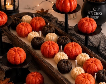 RIESIGE Kürbis Kerze 28 oz - Teigschüssel Kerze - Thanksgiving - 6 Dochte Holzschale - Halloween Geschenk - Housewarming - Container Kerze