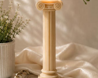 Stunning Greek Sculpture Column Pillar Candle – Handmade Soy Wax Candle, Elegant Home Decor, Classical Art Decor, Wedding tabletop decor
