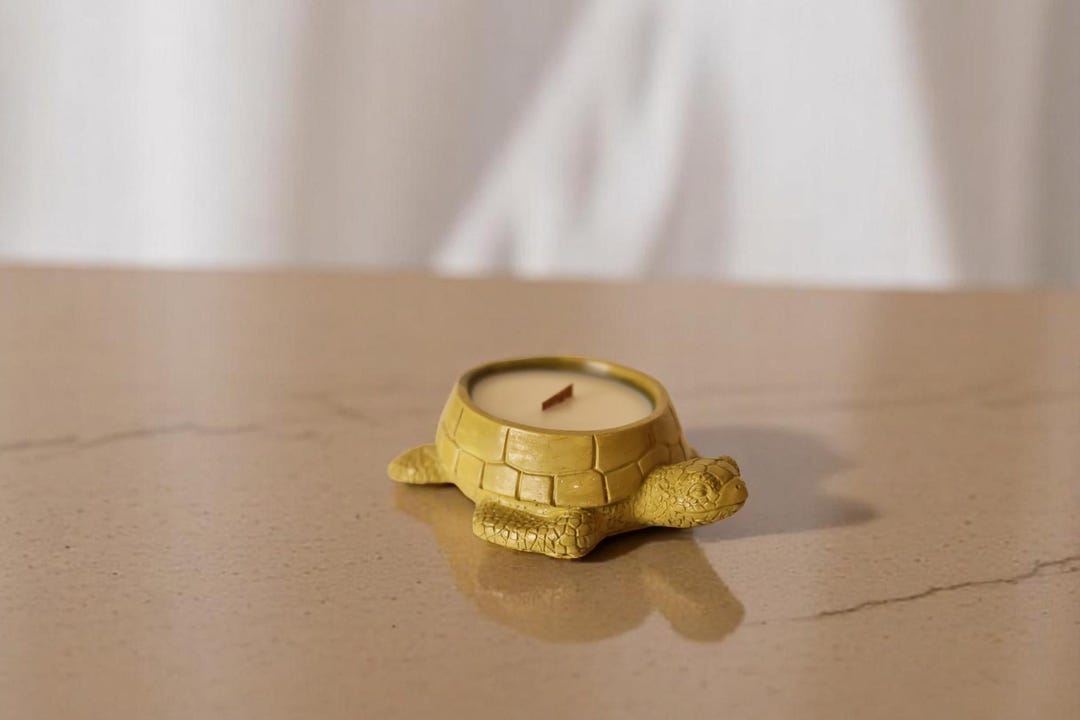 Turtle-shaped Candle Holder – Handmade Gypsum With Soy Wax Candle ...