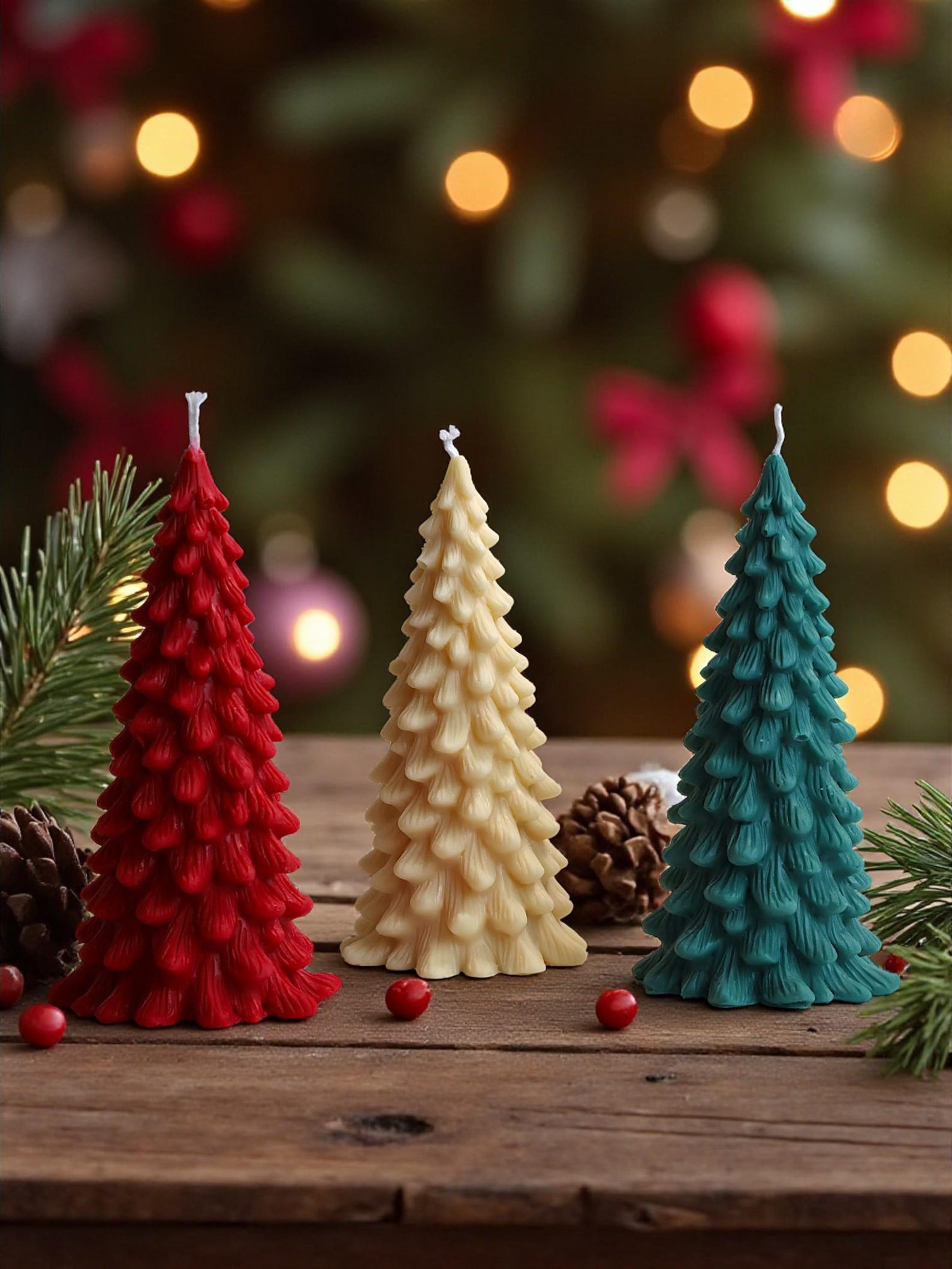 Elegant Christmas Tree Shaped Candles Gallery