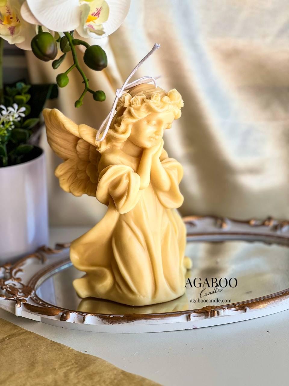 Huge Angel Candle – Handmade Soy Wax, Sculpted Angel With Wings