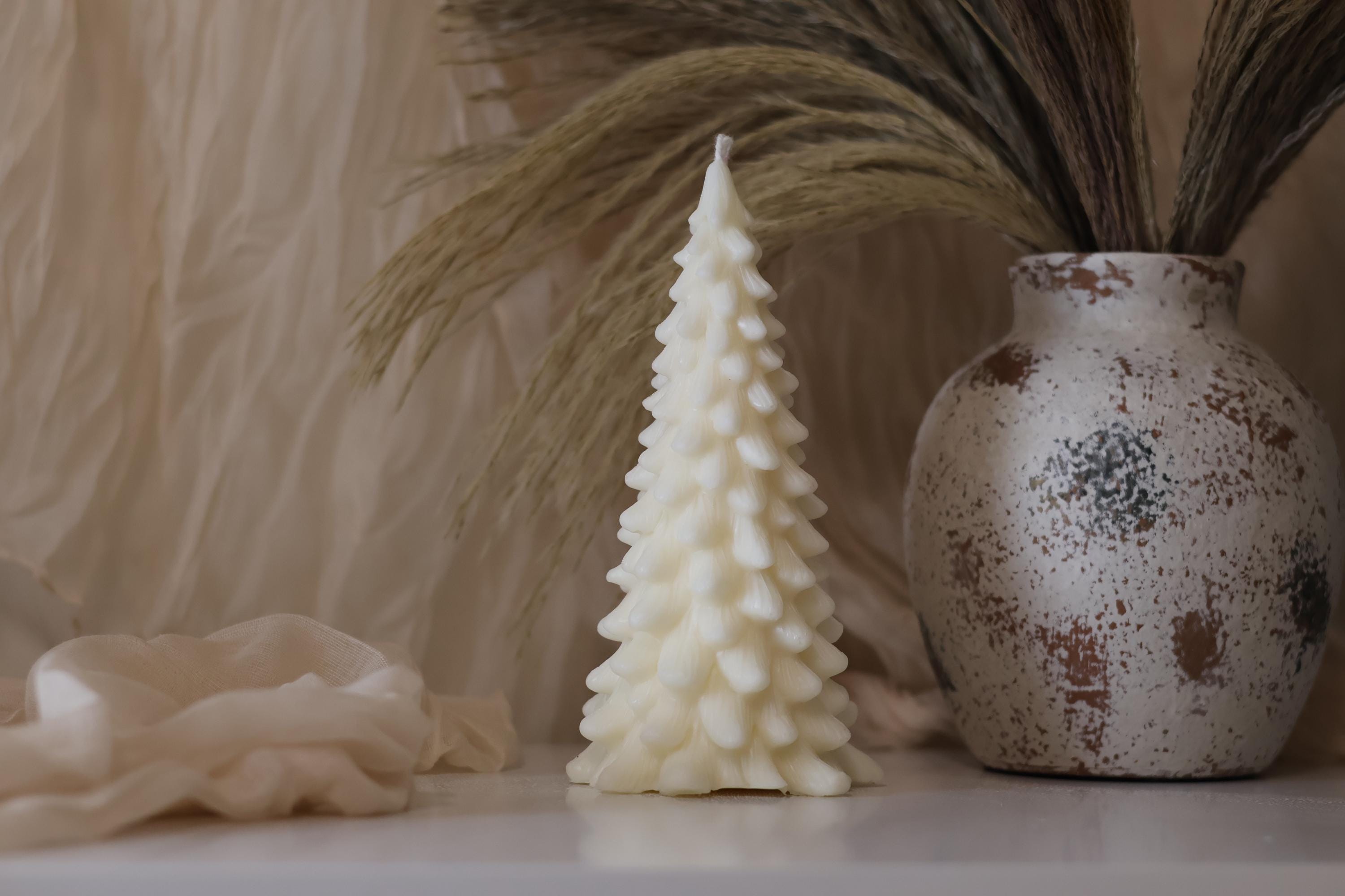 Elegant Large Christmas Tree Shaped Candle – Handmade Soy Wax Holiday ...