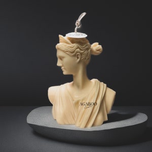 Sculptural Huge Artemis Greek Goddess Bust Candle - Shaped Candle  - Handmade Gift - House warming Gift - Home Decor