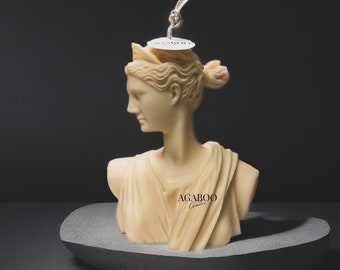 Sculptural Huge Artemis Greek Goddess Bust Candle - Shaped Candle  - Handmade Gift - House warming Gift - Home Decor