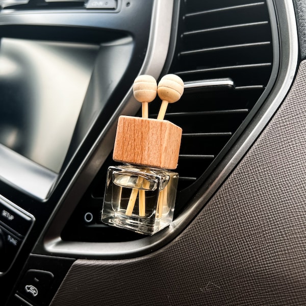 Désodorisant Voiture Personnalisable - Clip à Grille D'aération, Bois, Avec Bâton Rechargeable - Parfum Naturel - 6