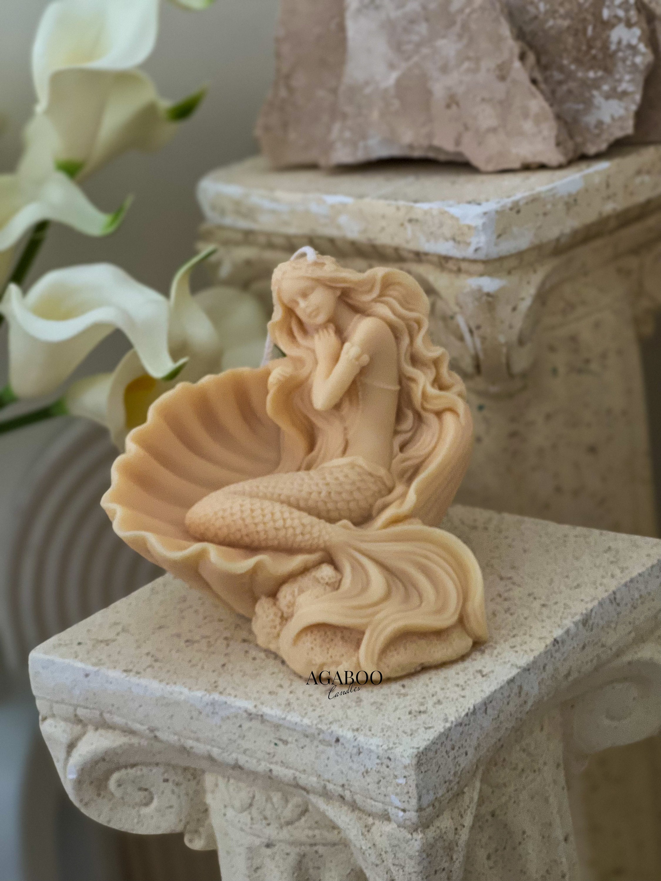 Custom Scents Colors Sleeping Mermaid Shell Woman Candle Shaped