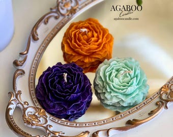 Handmade Peony Blossom Candle – Floral Soy Wax Sculpture, Elegant Decorative Home Accent, Perfect Gift for Weddings, Birthdays