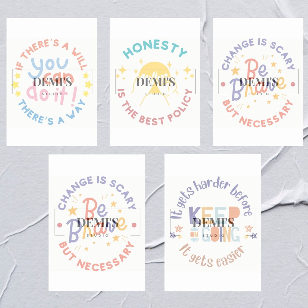 5 A4 Classroom Posters, A4 Digital Prints, Positive Quotes, Digital ...