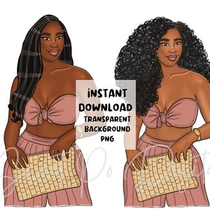Black Woman Clip Art PNG, Black Woman in Pink,  Afro Woman Fashion Clip Art, Black Woman PNG, Black Woman Vacation PNG, Travel Girl Clipart