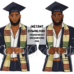 Graduation Clip Art, Black Man Graduate Art, College Senior Clip Art, Black Student Clip Art, Boy Graduate Clip Art, Grad PNG