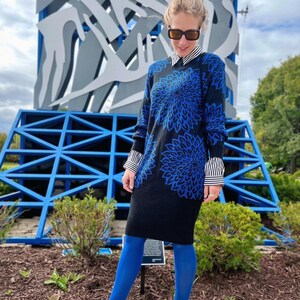 1980s Floral Sweater Dress