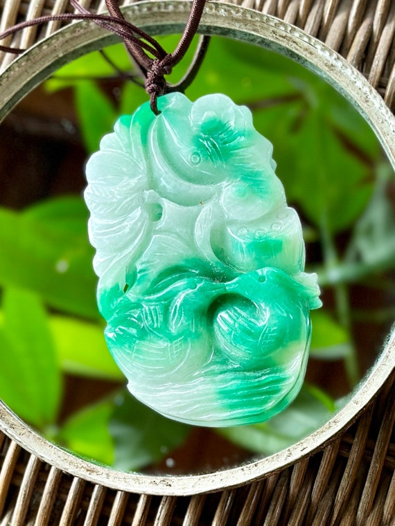 Chinese Carved Jade Pendant Necklace - image 2