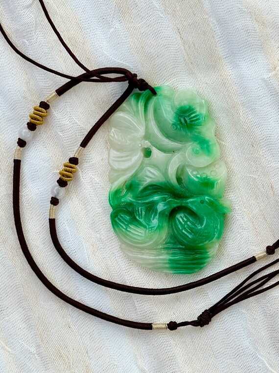 Chinese Carved Jade Pendant Necklace - image 8