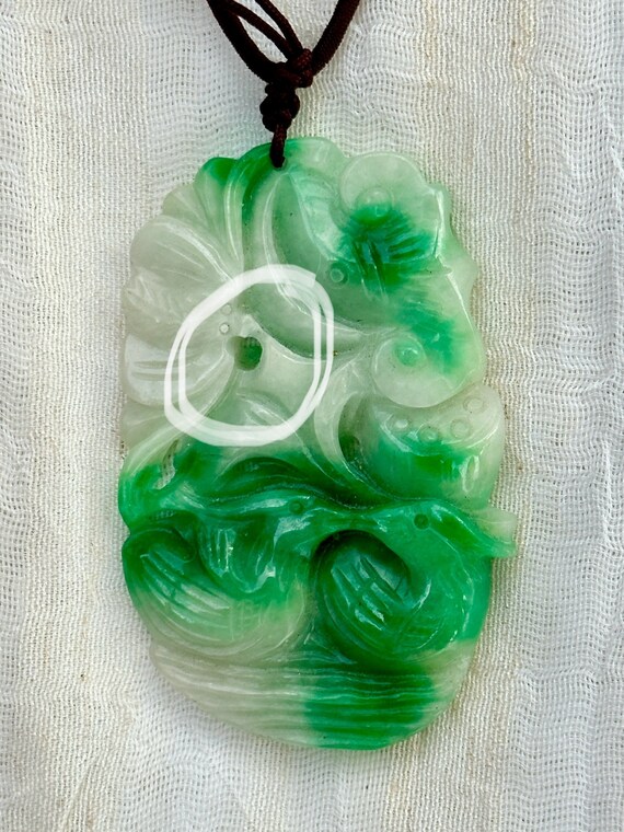 Chinese Carved Jade Pendant Necklace - image 9