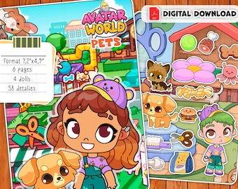 Printable toca boca paper doll pets album printable template Avatar World busy book Digital download for children