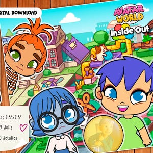 Album z lalkami papierowymi Toca Boca do druku „Inside Out 2” szablon do druku Avatar World busy book Pobieranie cyfrowe dla dzieci