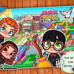 Plantilla imprimible del álbum de muñecos de papel de Toca Boca de los magos Libro de actividades de Avatar World Descarga digital