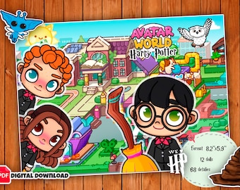 Wizards printable toca boca paper doll album printable template Avatar World busy book Digital download