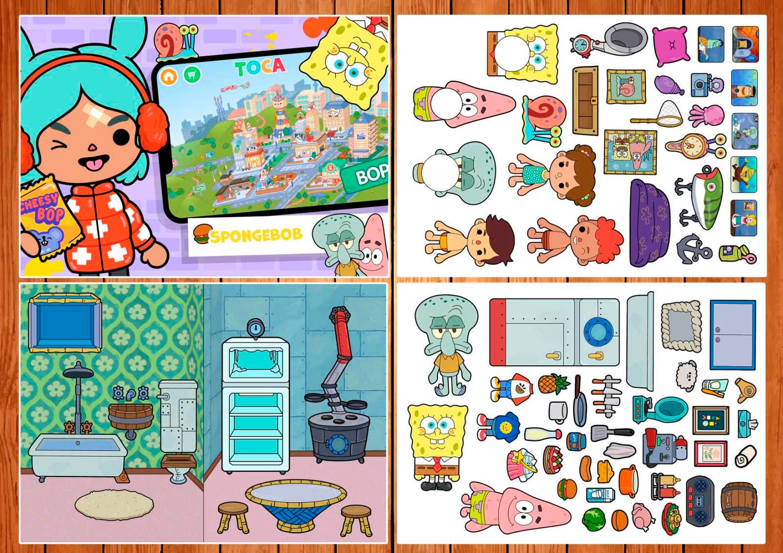 Toca Development Album TOCA Boca Spongebob, Template Album, for Children, Velcro Album ...