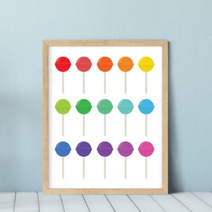 Lollipop Print, Kids Colorful Print, Collage Art Print, Colorful Wall Art, Candy Wall Art, Modern Kitchen Wall Art, Candy Playroom Prints