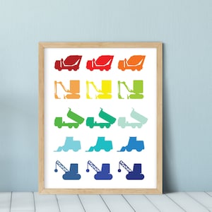 Construction Vehicle Printable Wall Art, Boys Room Decor, Truck Print, Transportation Print, Playroom Print, Digger Poster, Excavator Print