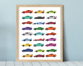 Kids Car Print, Transportation Wall Art, Boys Room Decor (Digital Download)