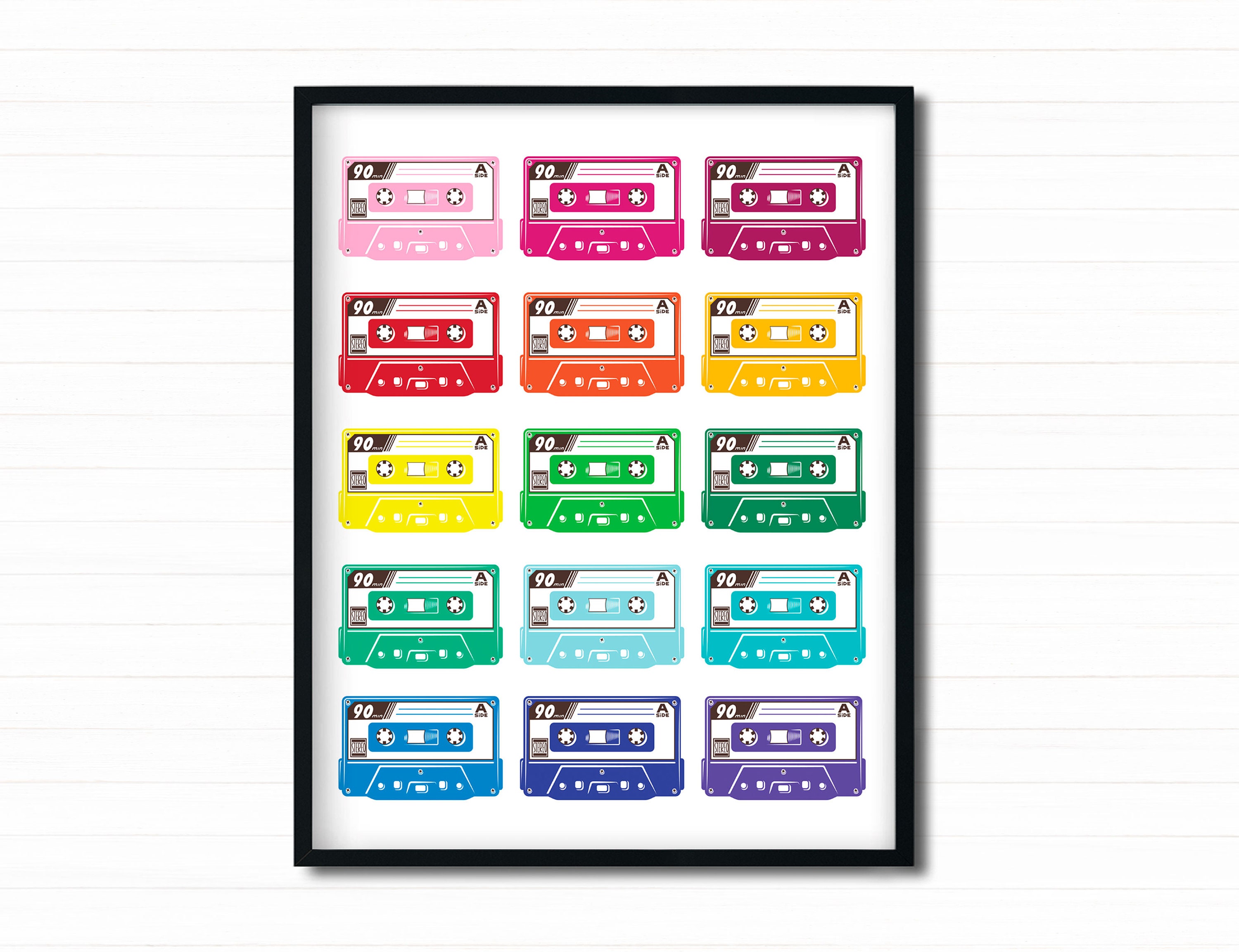 Cassette Tape Print, Retro Cassette Poster, 80s Print, Vintage Retro