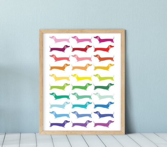 Colorful Dachshund Print, Doxie Art Print, Dachshund Poster, Weiner Dog Printable, Minimalist Prints, Kids Printable Wall Art, Pop Art Print