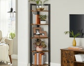 UK Large Rustic Industrial 5-Tier Wooden Ladder Corner Shelf Storage Shelving Unit Plant Shelf