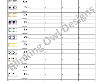 Mexican Train Dominoes VERTICAL Score Sheet / Score Card ~ Instant Digital Download
