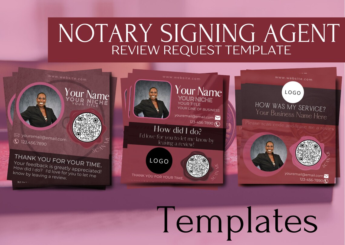 Notary Review Request Template, Notary Essentials, Canva Templates, LSA