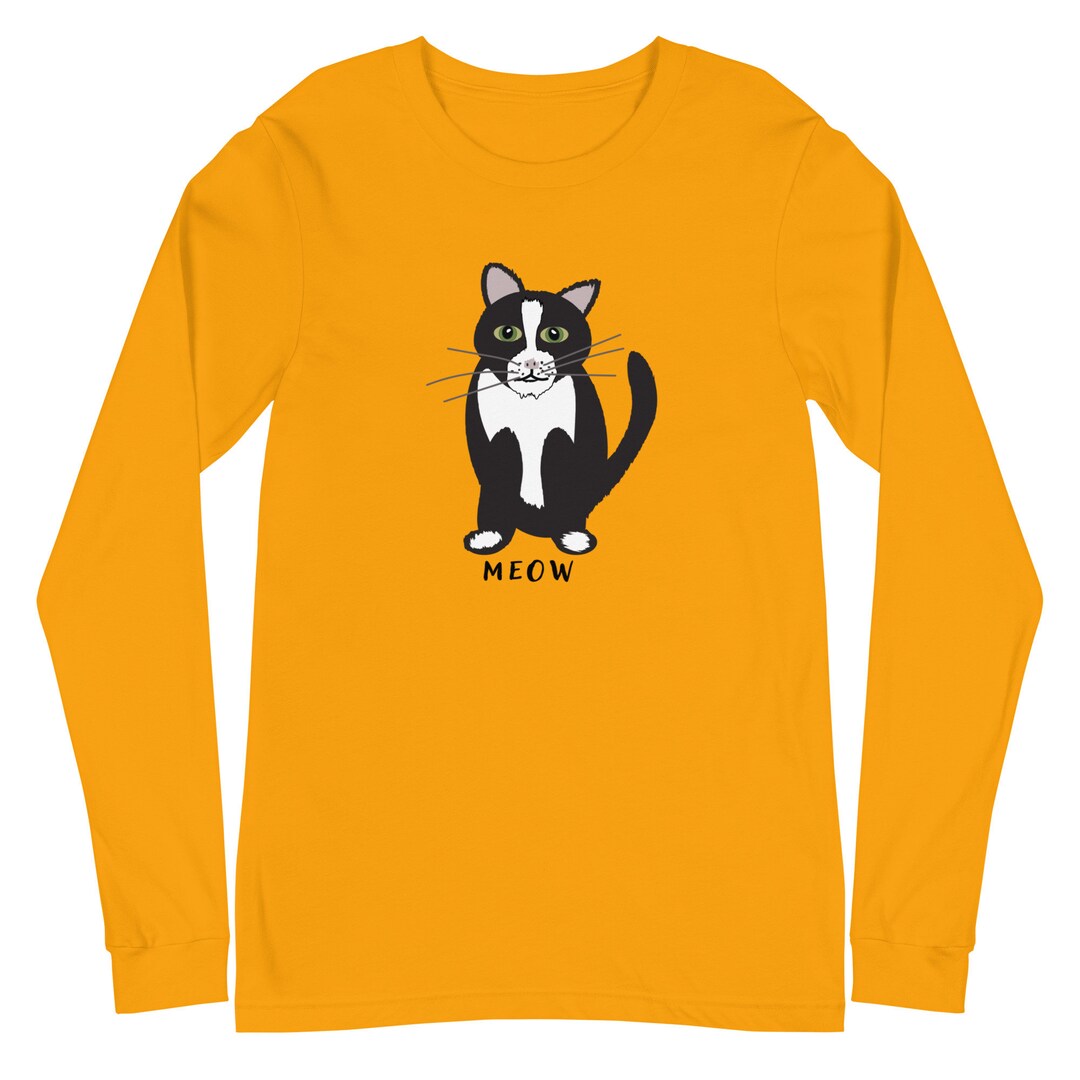 Tuxedo Cat Long Sleeve Tshirt Black and White Cat Long Sleeve Tshirt