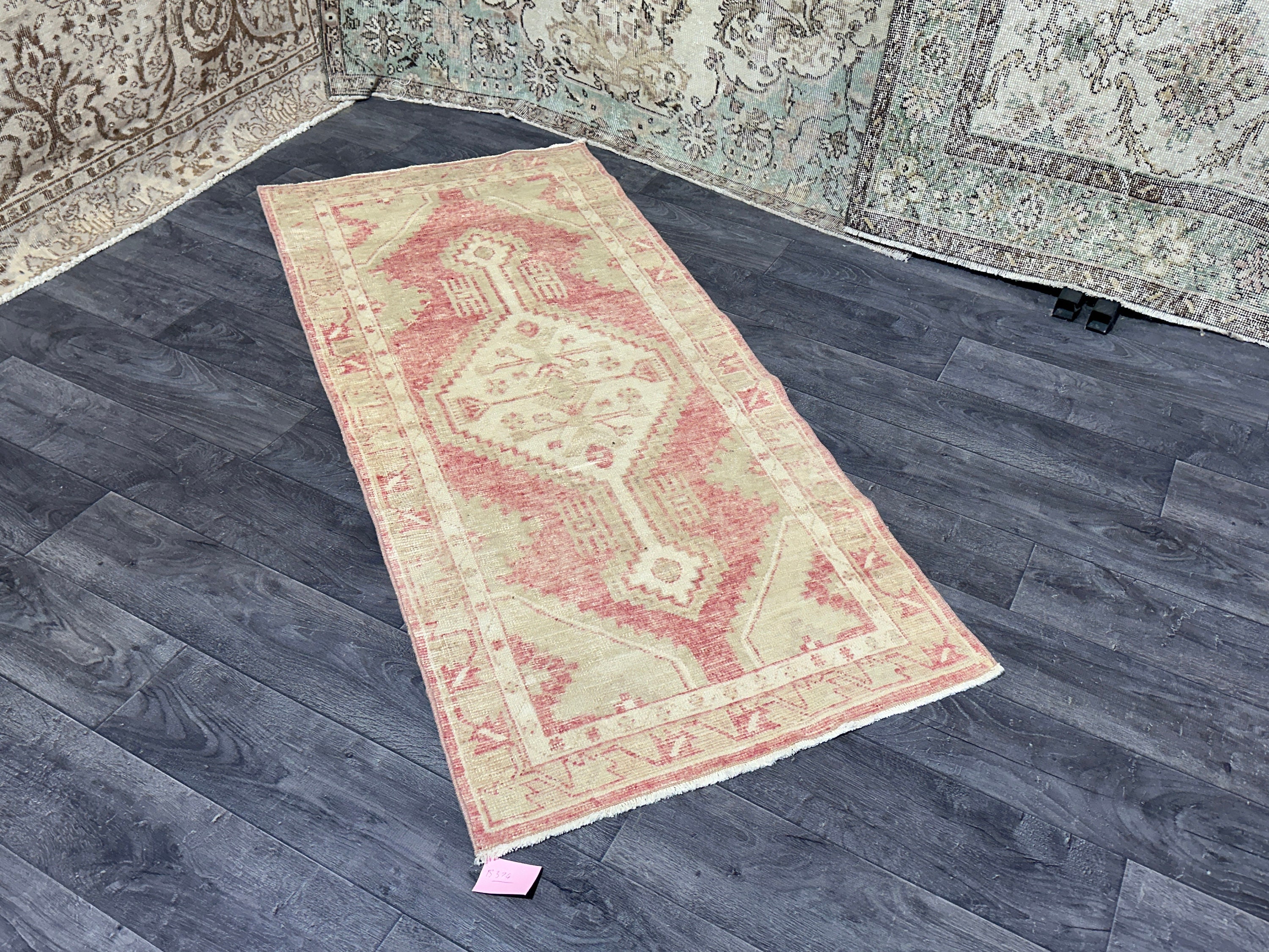 Rusk Color Rug Runners Red & Green Turkish Runner Rug: Vintage Oushak Wool (2.6x5.7 Ft) - Etsy