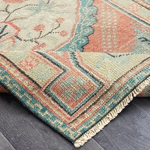 3x6 Red Blue Green Turkish Runner, Handmade 3x6 Vintage Runner Rug, Oushak Entry Bedroom Laundry Kitchen Kids Wool Rug,Home Decor,3.4x5.8 Ft