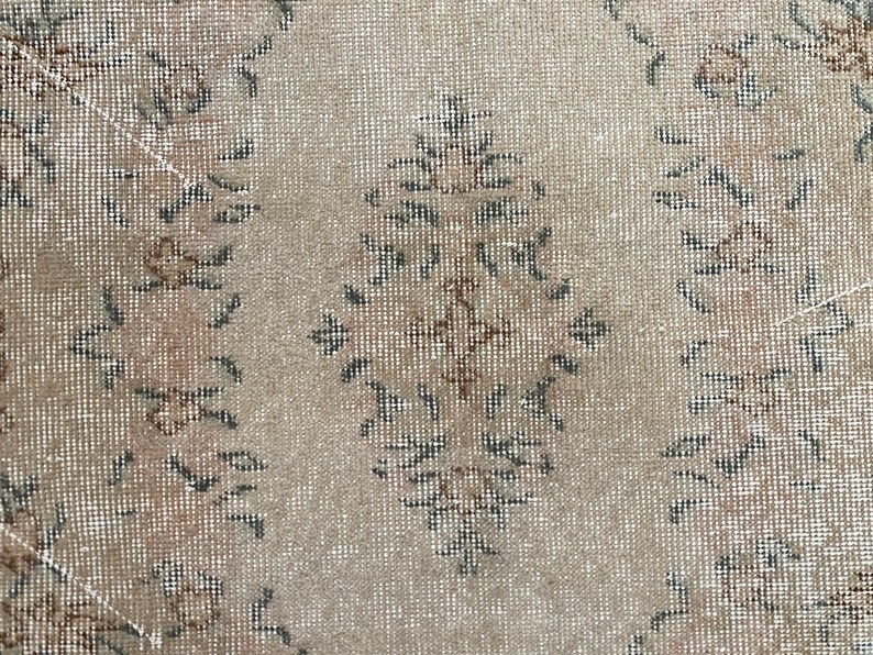 4x7 Faded Orange Beige Brown Blue Turkish Rug , 4x7 Natural Vintage Rug