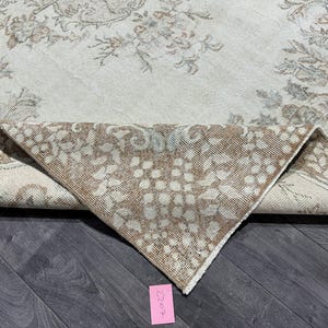 7x10 Pink Blue Green Beige Oversize Turkish  Rug, 7x10 Area Oushak Vintage Living Room Bedroom Kitchen Kids Entry Wool Area Rug, 6.6x10.2 Ft