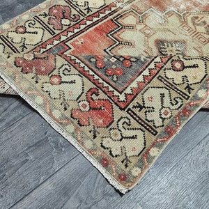 Vintage Turkish Oushak Runner Rug: 2.7x9.3 ft, Red Green Blue Wool