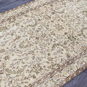 4x8 Beige Brown Floral Turkish Rug , 4x8 Beige Brown Vintage Rug, Hand ...